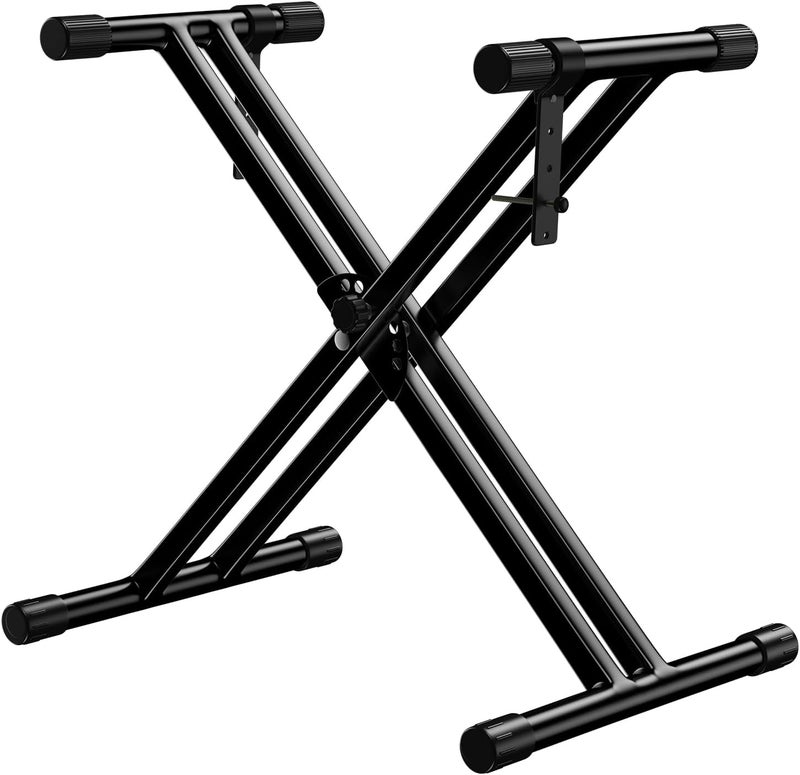 Rhymo Keyboard Stand Double-X, Heavy-Duty, Pre-Assembled Piano Stand for Kids and Adults, 8 Adjustable Digital Piano Stand with Locking Straps Fits 54 61 88 - Image 1